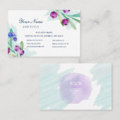 Carte De Visite Aquarelle Blueberries Wellness Coach (Devant / Derrière)