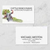 Carte De Visite Aquarelle Boeuf Ranch Boeuf Taureau Vache (Devant / Derrière)