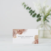 Carte De Visite Aquarelle Boho Beige Roses Palm séché Feuilles (Debout devant)