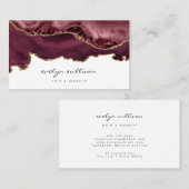 Carte De Visite aquarelle bordeaux agate salon de beauté (Devant / Derrière)