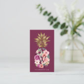 Carte De Visite Aquarelle botanique fleurie chic Ananas doré (Debout devant)