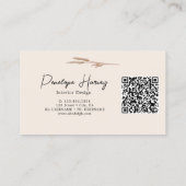 Carte De Visite Aquarelle Botanique Floral Vert QR Code rose (Dos)