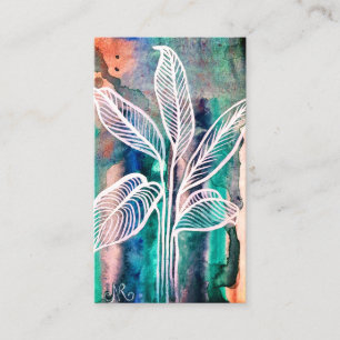 Carte De Visite Aquarelle botanique moderne Ajouter votre code QR 