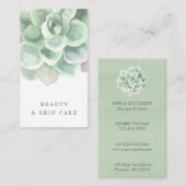 Carte De Visite Aquarelle botanique verte Succulente verticale (Devant / Derrière)