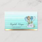 Carte De Visite Aquarelle Boulangerie Outils à main Fleurs (Devant)