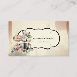 Carte De Visite Aquarelle Boulangerie Pâtisserie Floral Retro Mixe