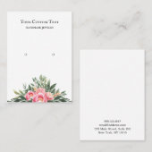 Carte De Visite Aquarelle Bouquet rose Bijoux (Devant / Derrière)