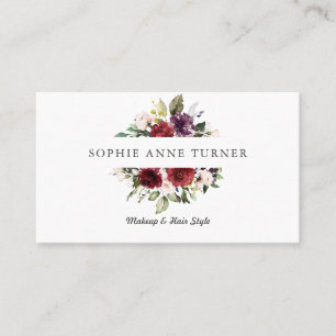 Carte De Visite Aquarelle Bourgogne Plum rose Cadre Floral