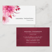 Carte De Visite Aquarelle bourguignonne et rousse Florale (Devant / Derrière)