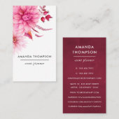 Carte De Visite Aquarelle bourguignonne et rousse Florale (Devant / Derrière)