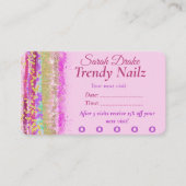 Carte De Visite Aquarelle brillante rose violet or ongle Salon (Devant)