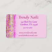 Carte De Visite Aquarelle brillante rose violet or ongle Salon (Dos)