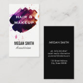 Carte De Visite Aquarelle brossée / Cheveux et maquillage (Devant / Derrière)