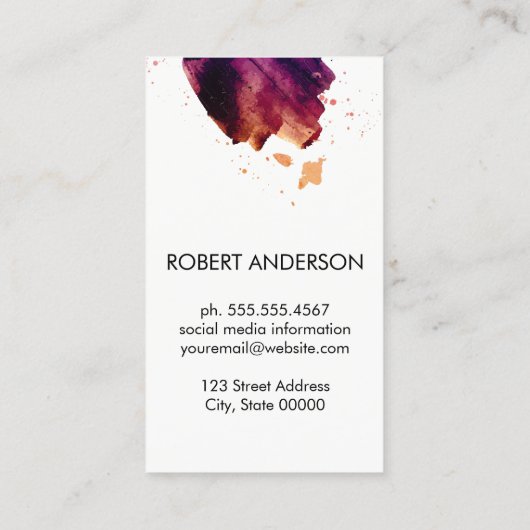 Carte De Visite Aquarelle brossée / Monogramme (Dos)