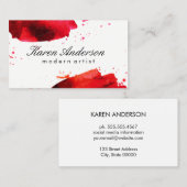 Carte De Visite Aquarelle brossée (rouge) (Devant / Derrière)