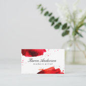 Carte De Visite Aquarelle brossée (rouge) (Debout devant)