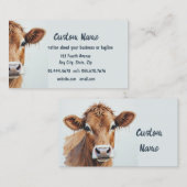 Carte De Visite Aquarelle Brown Vache ferme Animal art (Devant / Derrière)