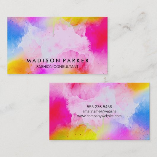 Carte De Visite Aquarelle broyée (Devant / Derrière)