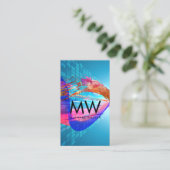 Carte De Visite Aquarelle broyée Arrière - plan futuriste (Debout devant)