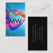 Carte De Visite Aquarelle broyée Arrière - plan futuriste (Devant / Derrière)