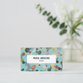 Carte De Visite Aquarelle Bubbles Spots & Dots Rose Bleu Vert (Debout devant)