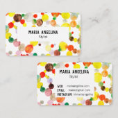 Carte De Visite Aquarelle Bulles Spots & Points Jaune (Devant / Derrière)
