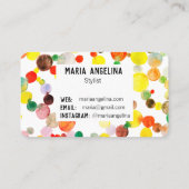 Carte De Visite Aquarelle Bulles Spots & Points Jaune (Dos)
