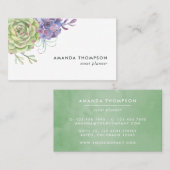 Carte De Visite Aquarelle Cactus du désert Succulents (Devant / Derrière)