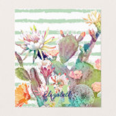 Carte De Visite Aquarelle Cactus Floral Stripes Design (Extérieur déplié)