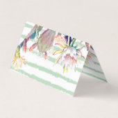 Carte De Visite Aquarelle Cactus Floral Stripes Design (Dos)