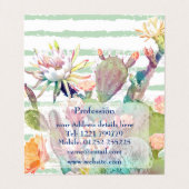 Carte De Visite Aquarelle Cactus Floral Stripes Design (Intérieur déplié)