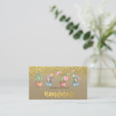 Carte De Visite Aquarelle Cactus Gold Parties scintillant Kraft (Debout devant)
