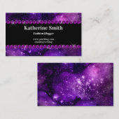 Carte De Visite Aquarelle céleste de Rhinestone violette (Devant / Derrière)