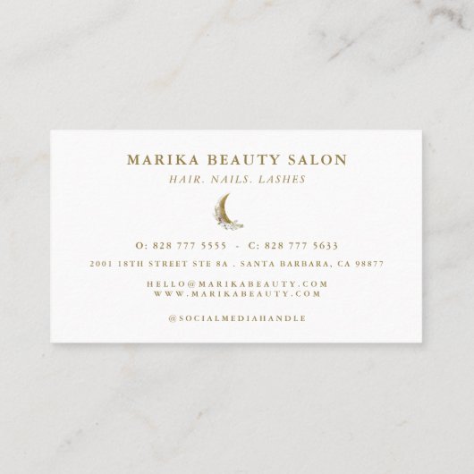 Carte De Visite Aquarelle céleste rose or (Dos)