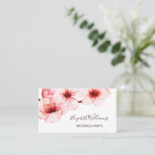 Carte De Visite Aquarelle Cerisier Fleur Blanc | Code Qr (Debout devant)