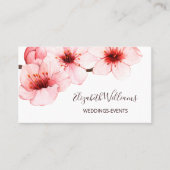 Carte De Visite Aquarelle Cerisier Fleur Blanc | Code Qr (Devant)