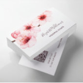 Carte De Visite Aquarelle Cerisier Fleur Blanc | Code Qr