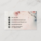 Carte De Visite Aquarelle Cerisier Fleur Fille Nom du script (Dos)