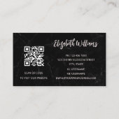 Carte De Visite Aquarelle Cerisier Fleur Marbre Noir | Code Qr (Dos)