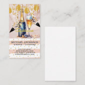 Carte De Visite Aquarelle Champagne / Confetti et Ballons (Devant / Derrière)