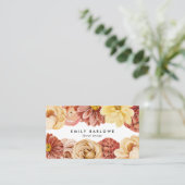 Carte De Visite Aquarelle chaude vintage Florale (Debout devant)