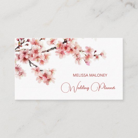 Carte De Visite Aquarelle Cherry Blossom rose (Devant)
