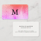 Carte De Visite Aquarelle chic avec monogramme (Devant / Derrière)