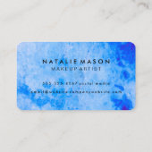 Carte De Visite Aquarelle chic bleu avec monogramme (Dos)