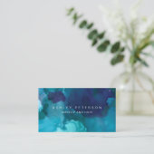 Carte De Visite Aquarelle chic moderne de bleu de turquoise de (Debout devant)