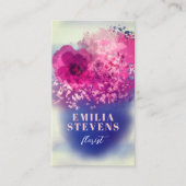 Carte De Visite Aquarelle chic rose et bordeaux (Devant)