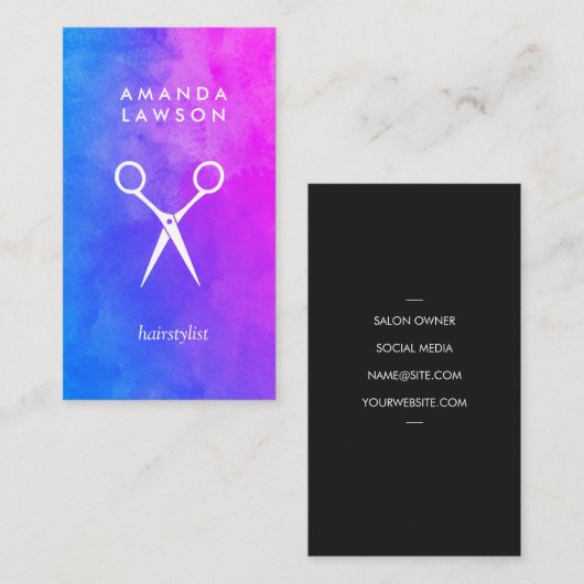 Carte De Visite Aquarelle chic Shears Bold (Devant / Derrière)