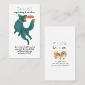 Carte De Visite Aquarelle Chien Frisbee Chien Marcheur Pot (Devant / Derrière)