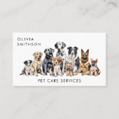 Carte De Visite Aquarelle chien pack chien marche et soins pour an (Devant)