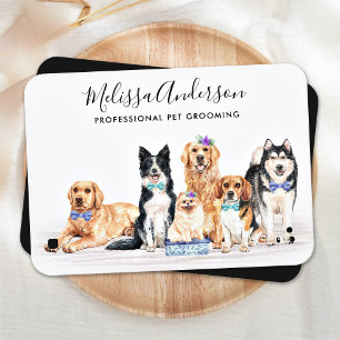 Carte De Visite Aquarelle Chien Walker Animal de compagnie assis G